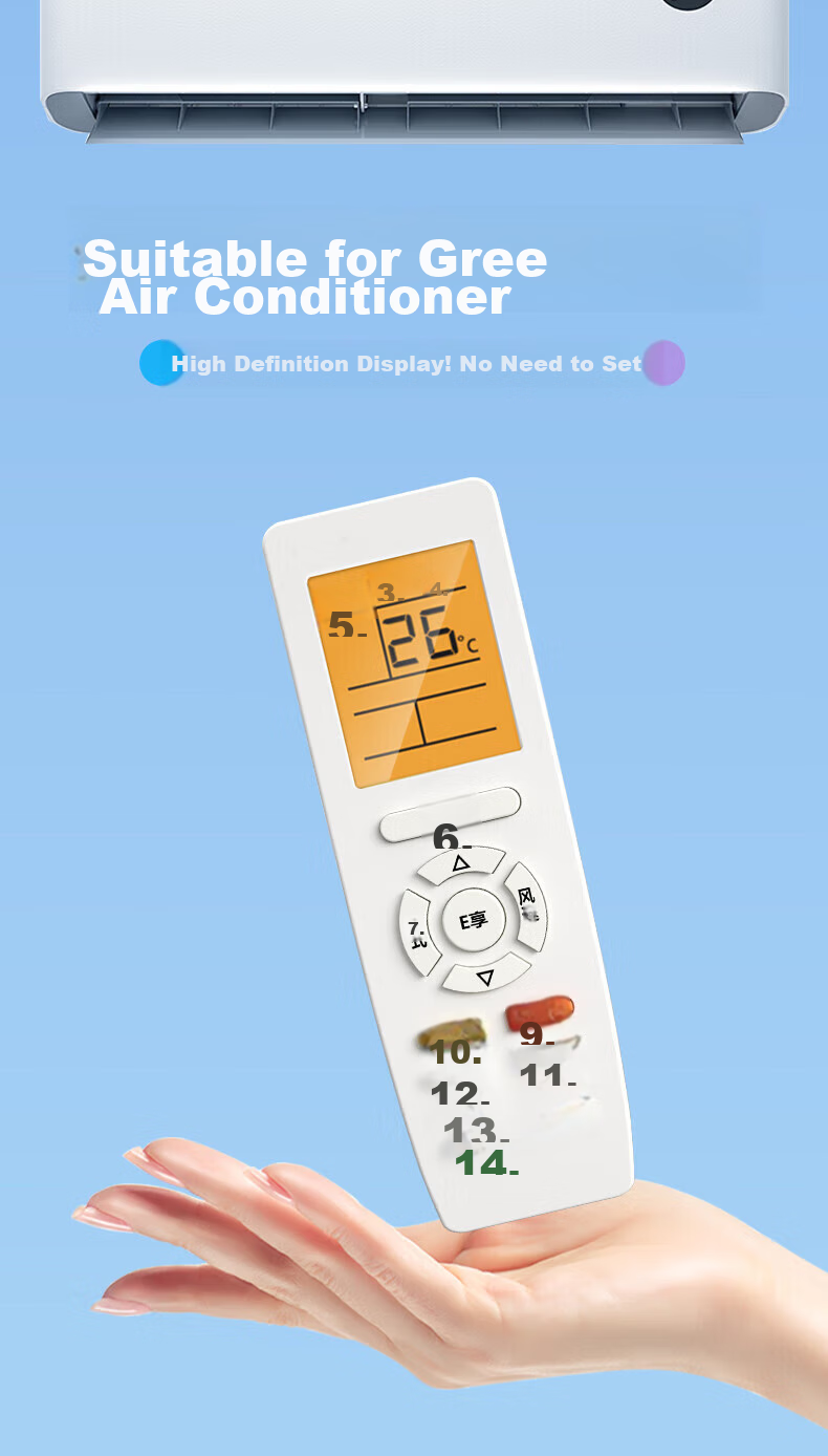 Muhouyingxiong Suitable for Gree Air Conditioner Remote Control, Wall-Mounted Unit, Central Air Conditioning, Ceiling-Mounted Unit, Etc., No Model Difference YBOF2 YADOF YAPOF YAPOF3 Backlit Versio 1