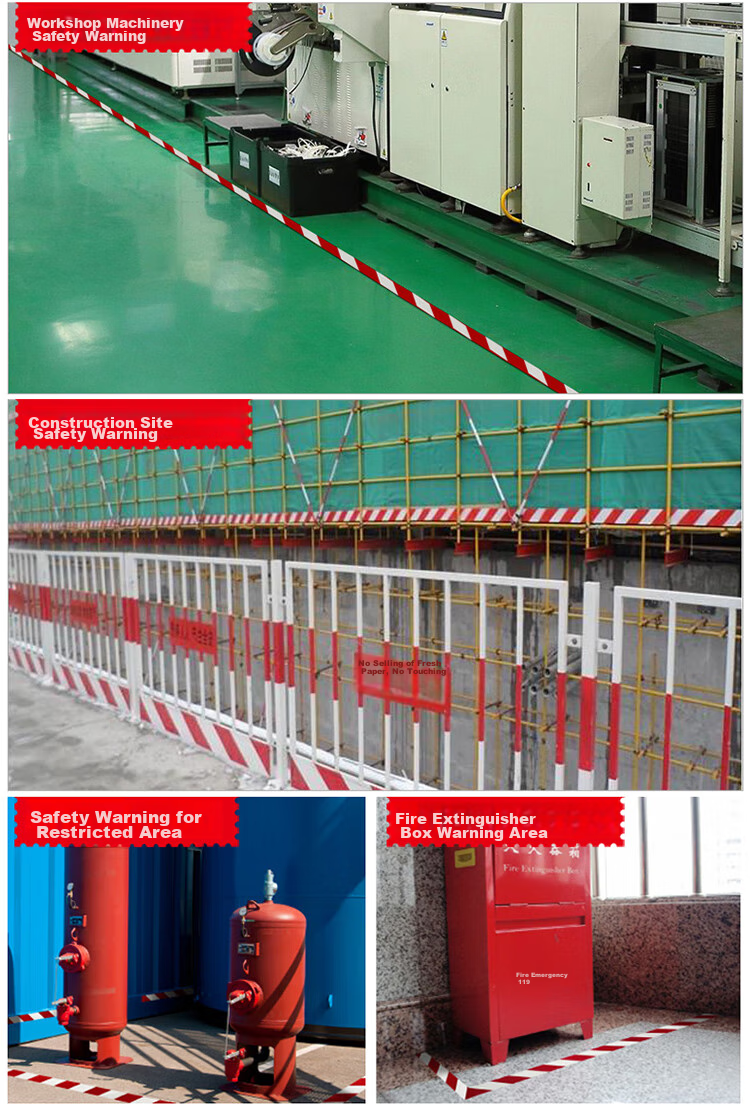 Zhunhang Reflective Stickers, Warning Tape, Caution Line, Floor Stickers, Fire Safety Isolation Tape, Reflective Film, Red And White Diagonal Patter 9