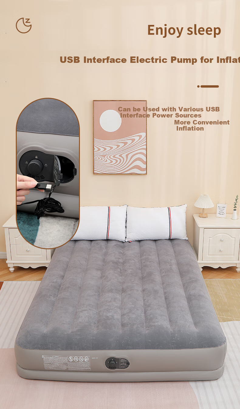 INTEX Built-In Electric Pump USB Port Automatic Inflation Single-Person Air Mattress for Home And Car Use, Foldable Bed with 1 Pillow 64112 2