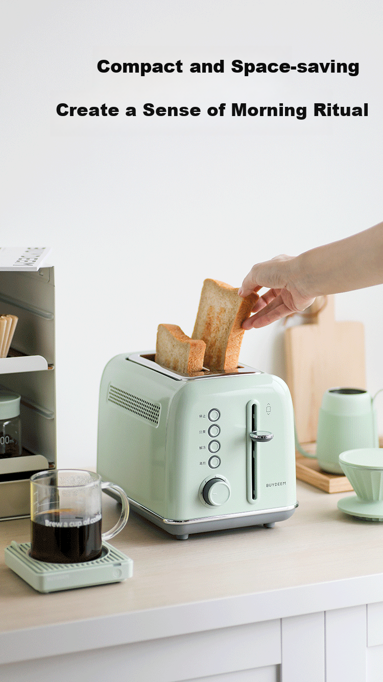 Buydeem Bread Maker Multifunctional Automatic Toaster Home Toasting Machine Toast Oven Waffle Maker Quick Reheating Bread Toaster [Light Pine Green] 2