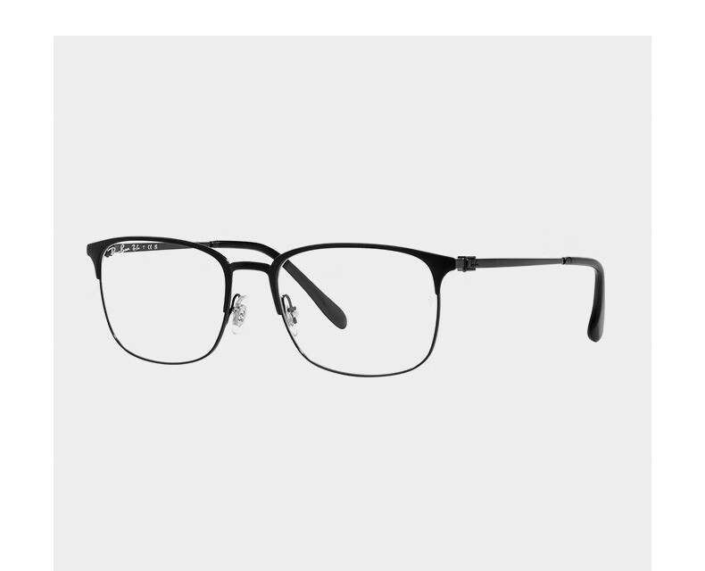 RayBan Optical Frame Metal Square Artistic Myopia Glasses Frame 0RX6494 Black with Silver Frame 56 Gift 8