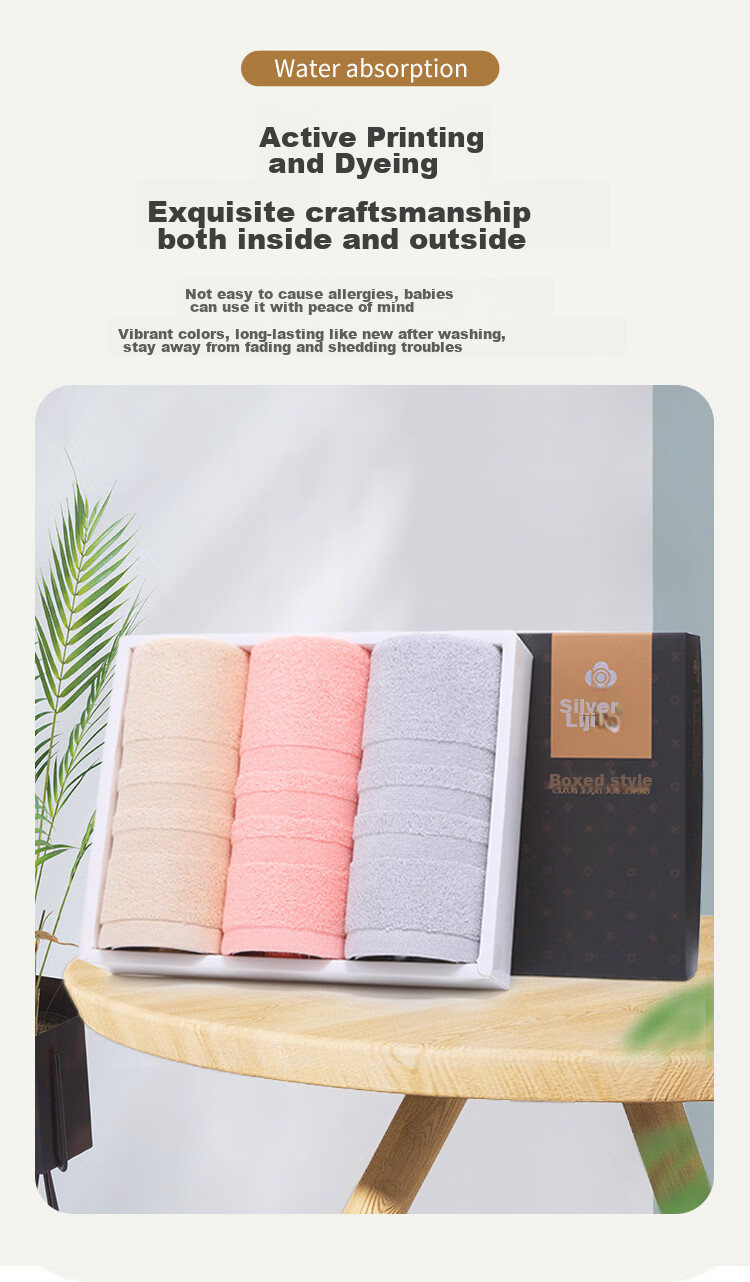 Grace Towel Gift Set, Antibacterial Xinjiang Long-Staple Cotton Face Towels 3-Pack, Sports Face Towels for Men And Women, Red + Gray + Camel 11