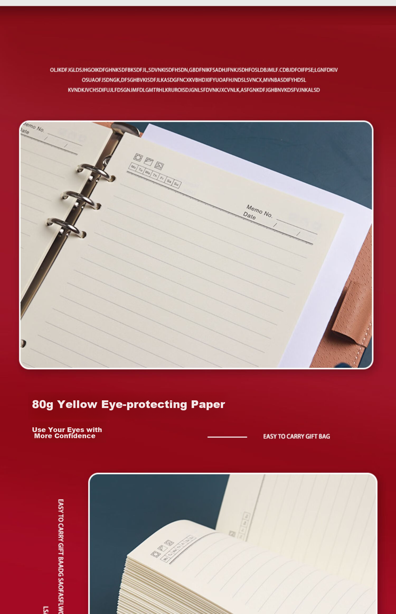 Xuchenwenju Notebook, Loose-Leaf A5 Brown, 6-Ring Binder, Simple Business High-End Leather Cover, with Buckle And Card Slots, Office Meeting Record Book, Detachable, Can Print LOGO 15