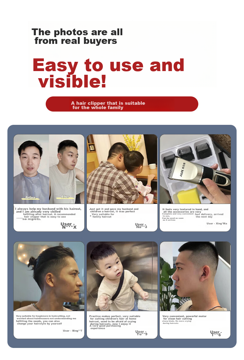 AUX Electric Hair Clipper for Adults, Electric Trimmer, Electric Hair Cutting Machine, Shaver for Children And Babies, Haircutting Tool Set, X1 Premium Configuratio 2
