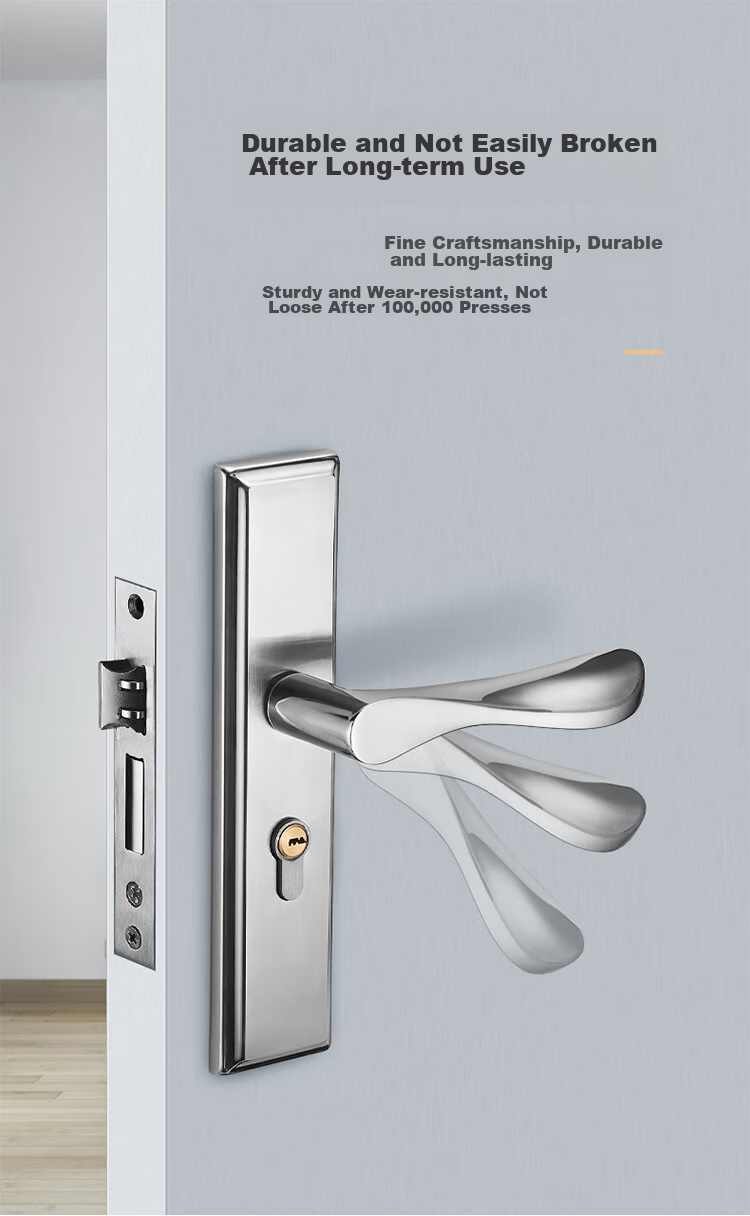 Fly.Globe Door Lock, Interior Bedroom Door Lock, Anti-Theft Stainless Steel, No Hole Modification Required, Adjustable Hole Spacing, Wooden Door Lock 12