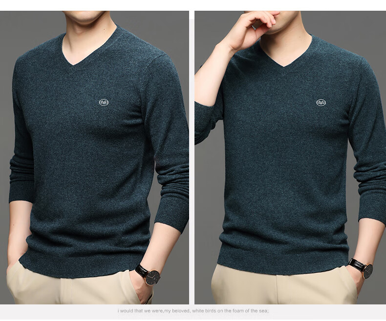 Hengyuanxiang Men's Thick 100% Pure Wool Sweater, Autumn And Winter Solid Color Casual Base Layer Knit Pullover for Young And Middle-Aged Me 20