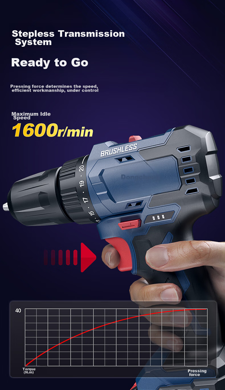 Dongcheng 16V Brushless Lithium Drill WJZ2410S, Rechargeable Dual-Battery Electric Drill, Household Power Screwdriver, Power Tool 5