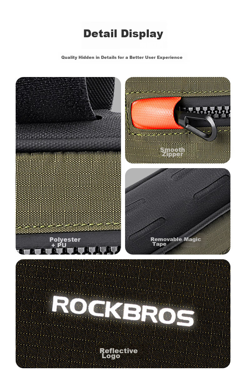 ROCKBROS Bicycle Bag, Triangle Bag, Top Tube Bag, Bottom Crossbar Bag, Storage for Road Bikes And Mountain Bikes, Commuter Cycling Equipment, Black 14