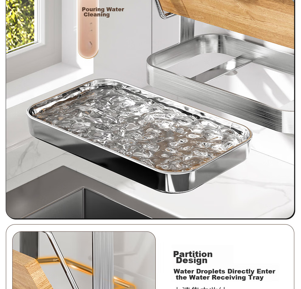 Jiabaili 304 Stainless Steel Pot Lid Rack, Kitchen Storage Rack, Wall-Mounted without Drilling, Multifunctional Countertop Chopping Board Holder And Cutting Board Storage 22