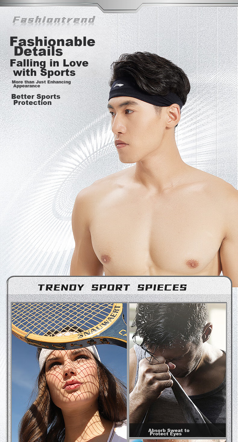 Li-Ning Sweatband Sports Headband for Men And Women, Sweat-Absorbing And Sweat-Directing Headband, Basketball Headband, Hair Tie, Running Headband, 2 Pieces with Forehead Band 4
