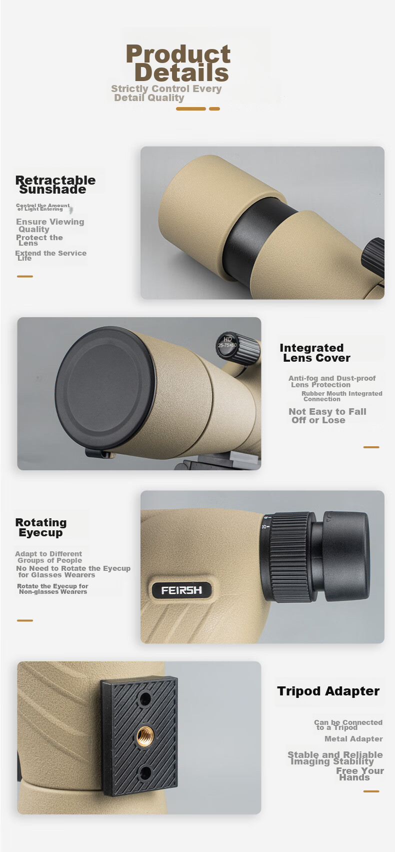 FEIRSH Monocular Telescope, High Definition, High Magnification, Large Aperture, Variable Magnification, Professional-Grade, Entry-Level, Low-Light Night Vision, Bird Watching, Moon Viewing, Target Shooting 5