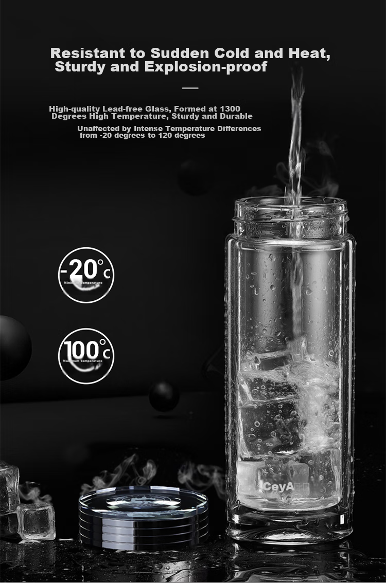 GEYA High-End Double-Layer Glass Cup for Men, Premium Business Glass Tea Cup, Water Cup, Tea Infuser Mug, Gift Customizatio 12