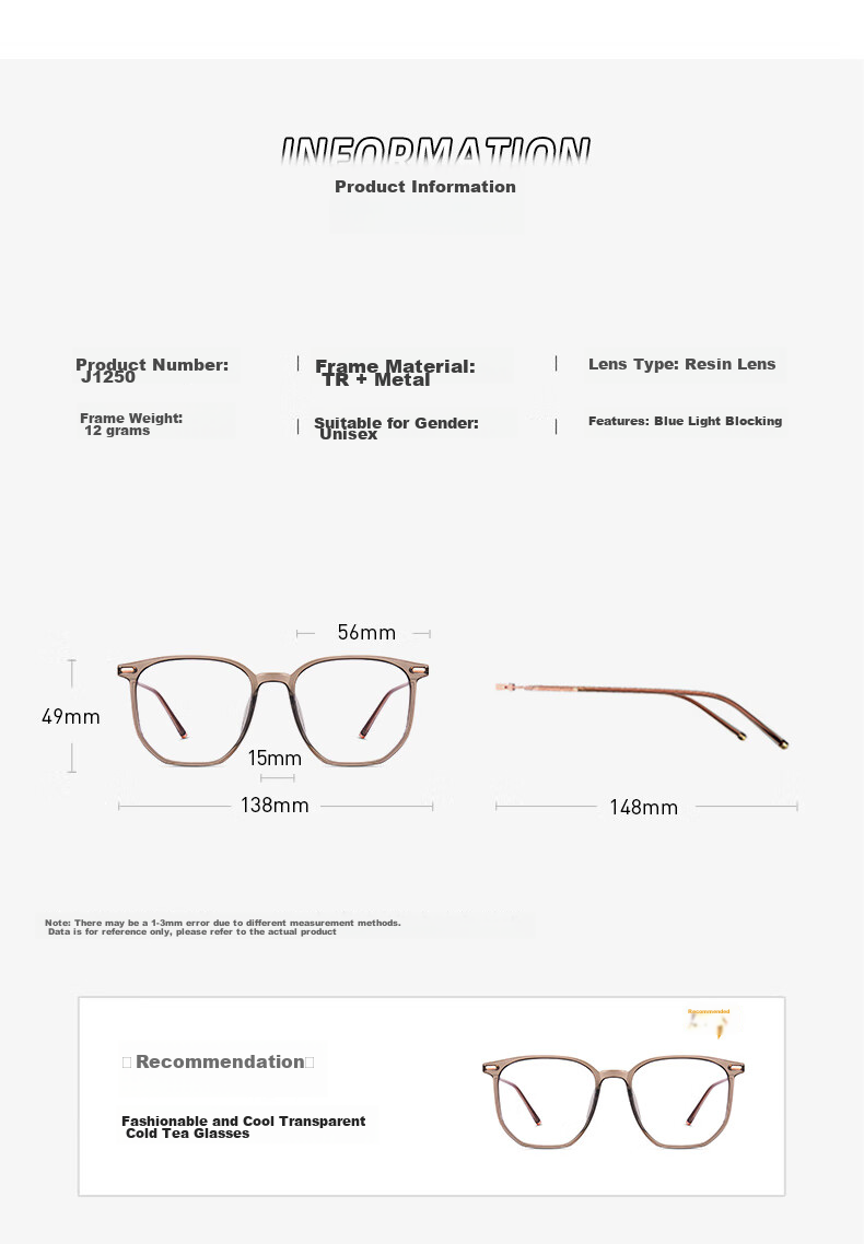 CAPONI Anti-Blue Light Glasses for Women with Myopia, Photochromic Non-Prescription Glasses for Men, Ultra-Light Cold Tea Frameless Glasses, Can Be Fitted with Prescription Lenses And Astigmatism Correctio 20