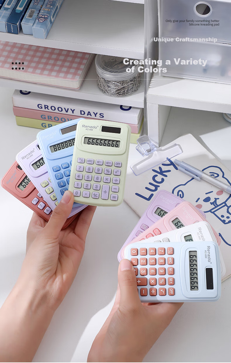 Shaonianban Calculator, Portable Silent Mini Cute Small for Primary And Middle School Students, Specialized for Accounting And Exams, Math Calculation Mini 8-Digit, Macaron Blue Color 8