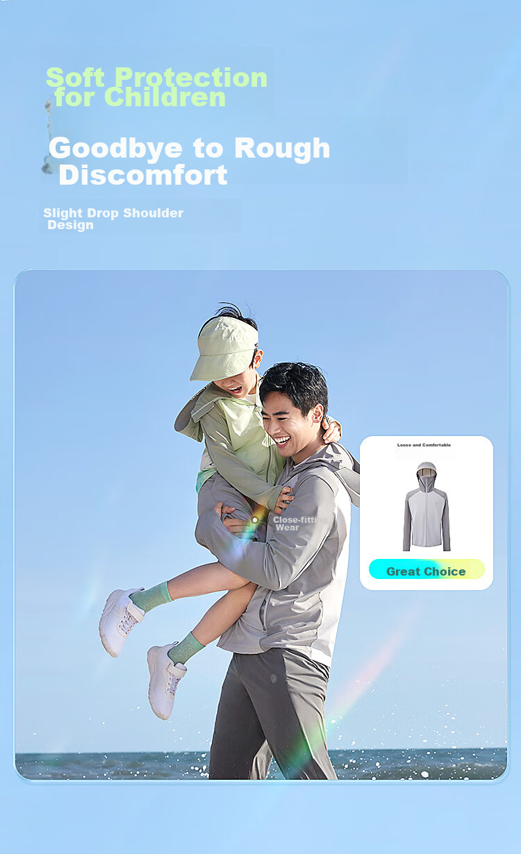 BOSIDENG National Standard Sun Protection Jacket Unisex Kids UV Protection Cooling Mint Mambo Hooded Outdoor Coat 18