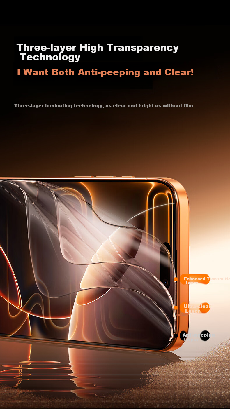 DIVI [AR Corning New Privacy] Anti-Peeping Tempered Glass Screen Protector for Apple 17Pro, Anti-Spy, Shatterproof, Anti-Fingerprint, Easy Installation, 1 Piece 7