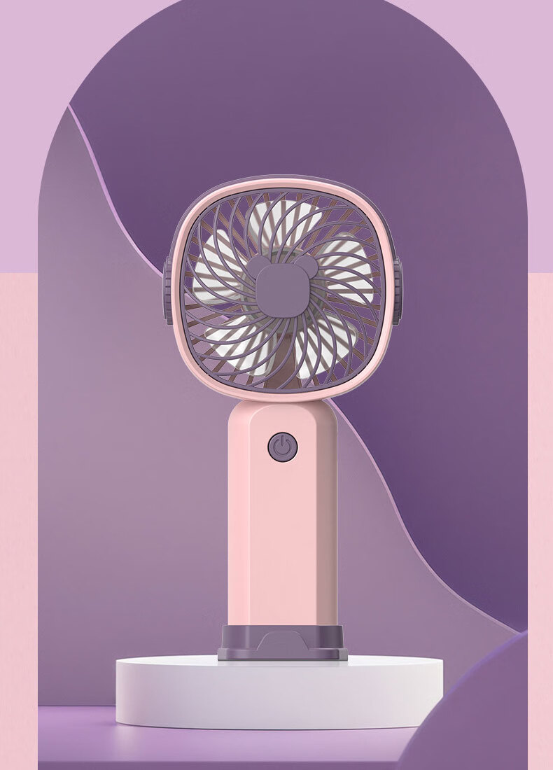 Elifo Small Desktop USB Fan, Portable Handheld Fan, Compact Electric Fan, Desktop Fan, Pink And Purple 6