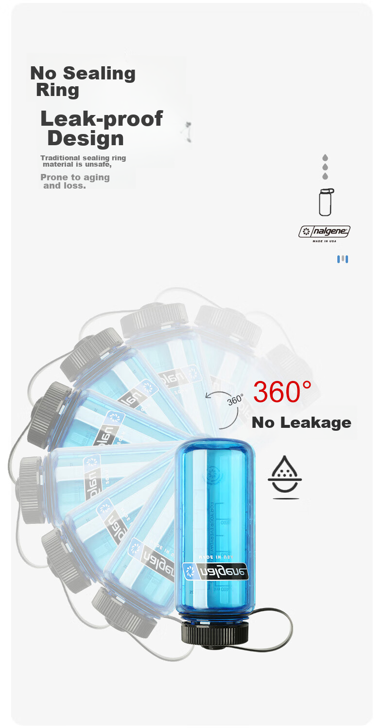 Nalgene Imported Plastic Water Bottle from USA, Outdoor Sports Cup for Men And Women Students, Summer Heat-Resistant Portable Measured Cup 500ml 8