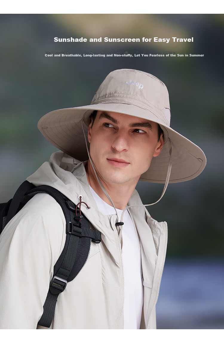 JEEP Sun Protection Hat for Men, Sun Visor Cap, Fisherman Hat, Fishing And Hiking Hat, Summer Outdoor Hat for Men, Dark Spring Gree 2