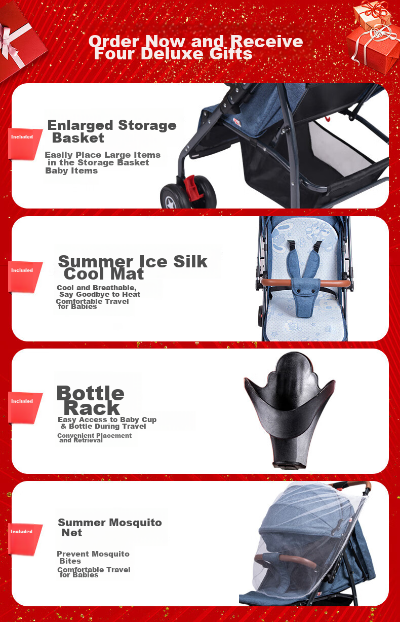 ANGI BABY Stroller: Reclining, Foldable, Shock-Absorbing, Reversible Umbrella Stroller with One-Click Folding And All-Wheel Drive for Toddlers 2