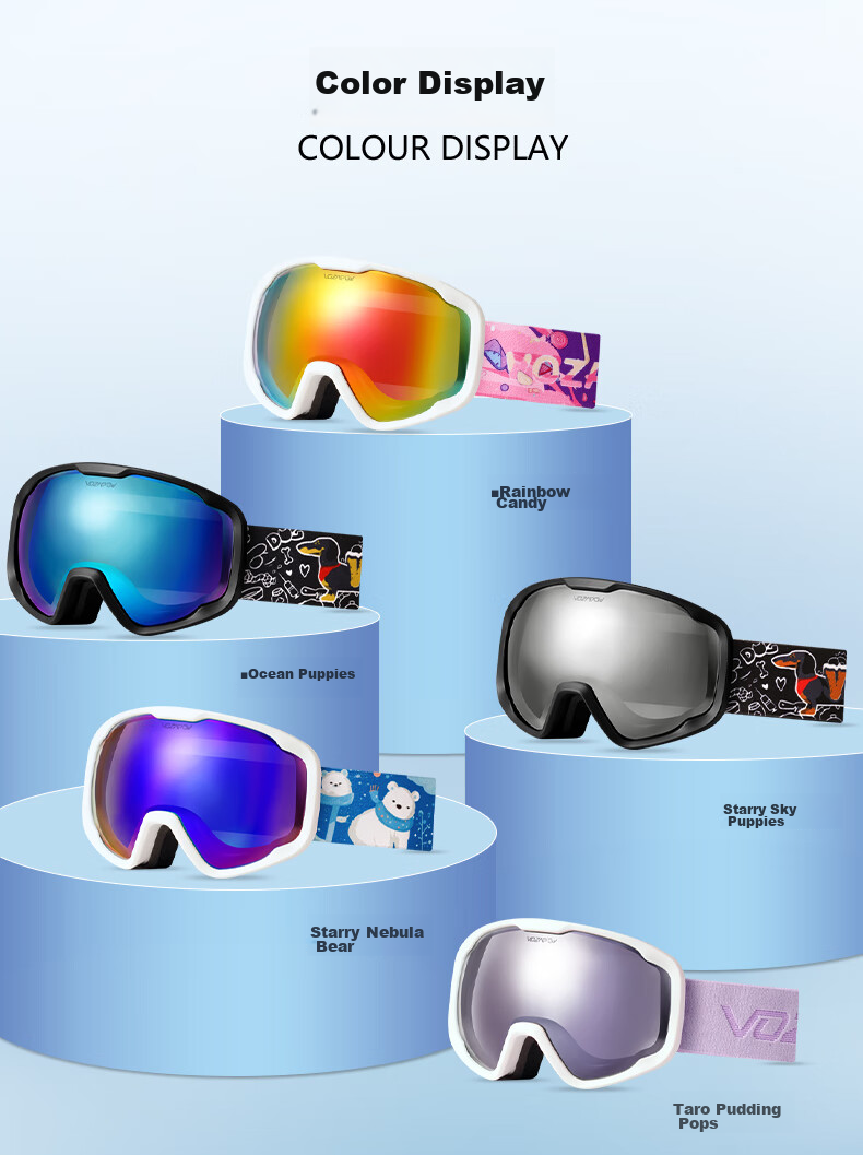 VOZAPOW Children's Ski Goggles, Double-Layer Anti-Fog, Snow Blind Spherical Lens, Windproof And Cold-Resistant Protective Eyewear for Men And Women in Snow 16