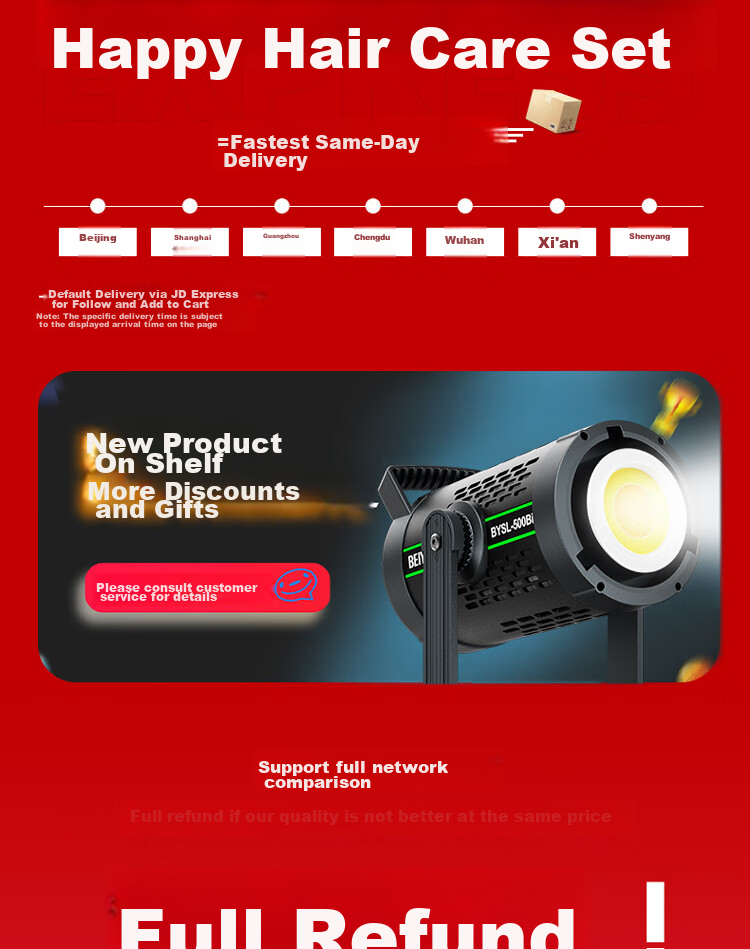 Beiyang 500W Live Streaming Fill Light, Photography Spherical Light, Soft Light, Internet Celebrity Host Beauty Light, Studio Photography Light, Video Shooting Constant Light 500BI 2