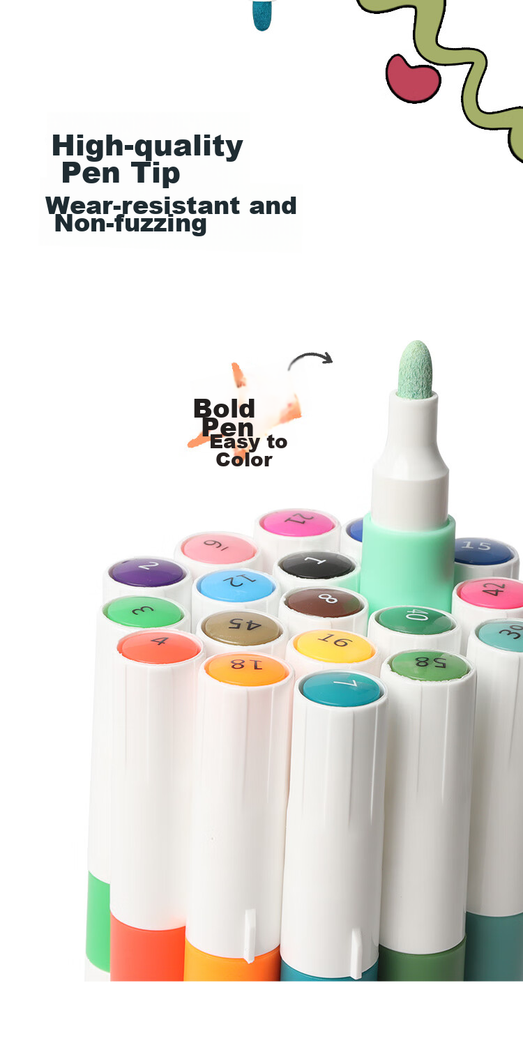 MIYA Acrylic Markers, 12 Colors, Waterproof, Quick-Drying, Large Capacity, Single-Tip, Wear-Resistant, for Art Students And Children, Hand-Drawn, Graffiti, Art Sketching, Watercolor Pens, Art Educatio 6