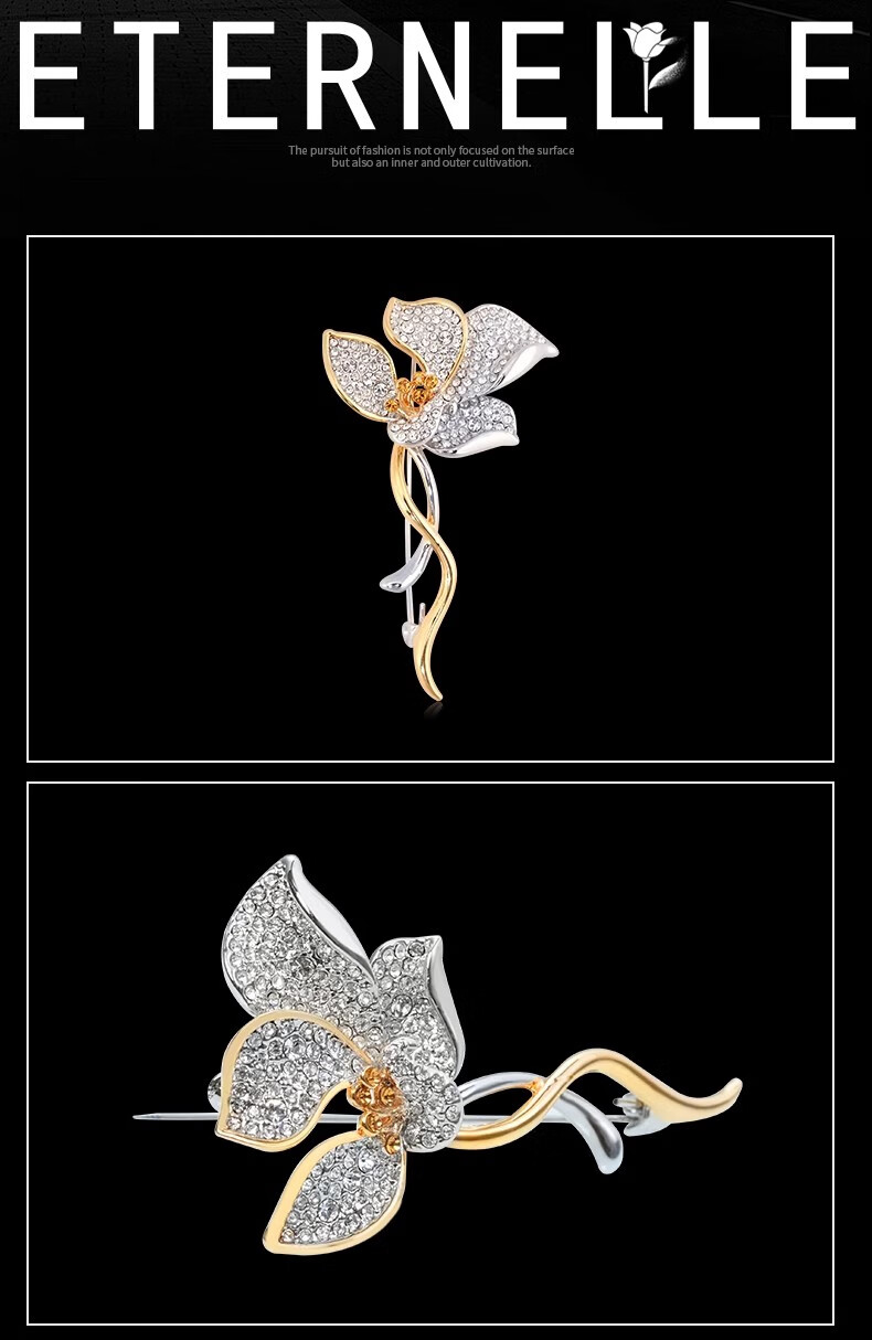 Eternelle French Eternal Bohemian-Style Brooch, High-End Luxury Accessory, Elegant And Sophisticated Corsage Gift, Dazzling Gold Color 3