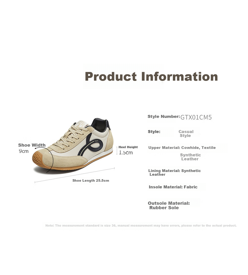 TATA German Training Shoes, Red Shoes, Forrest Gump Shoes for Women, Versatile Flats, Sneakers, Brown/purple/yellow, Size 36 12