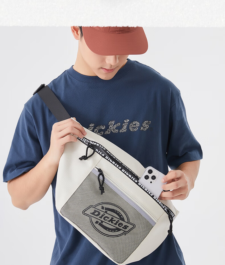 Dickies Crossbody Bag Large Capacity Men's Multi-Compartment Chest Bag DK New Style Lightweight Cycling Waist Pack Hiking Sports Travel Bag 6
