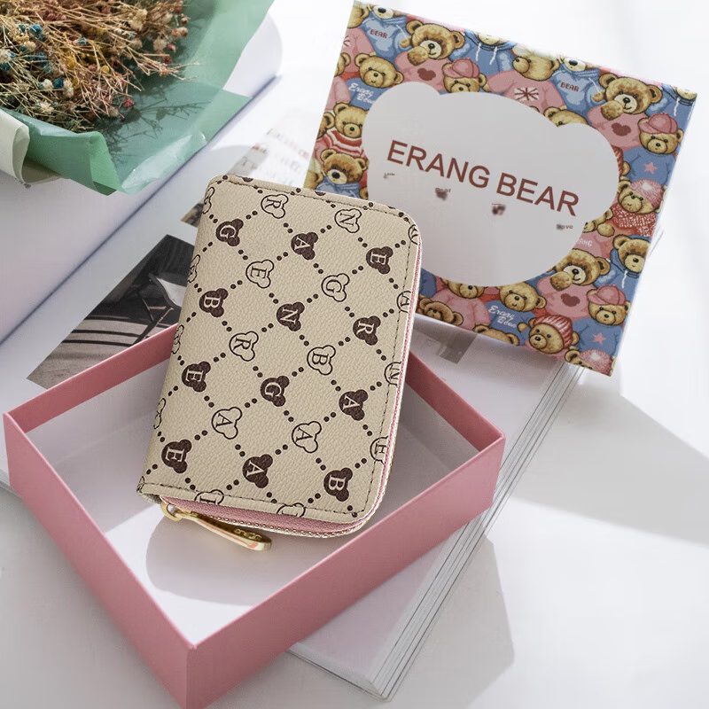Xiaoxiongyilian Card Holder, Women's Multi-Card Slots, Ultra-Thin, Large Capacity Coin Purse, High-End Compact Card Case, Valentine's Day Gift