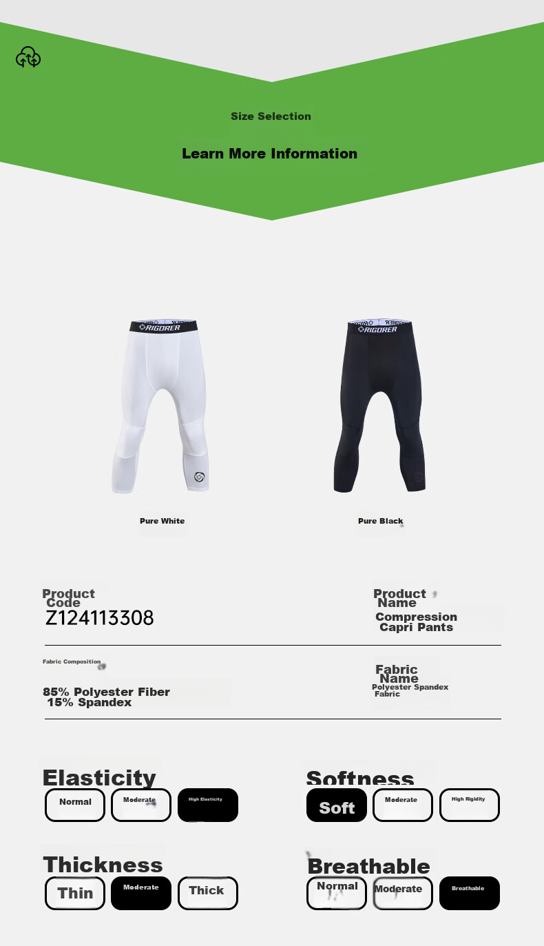 RIGORER Temperature-Adjustable Shorts, Men's Compression Pants, Basketball Quick-Dry High-Elasticity Knee-Length Undershorts, Running Tight-Fitting Pants, Training 7/8 Length Shorts 19