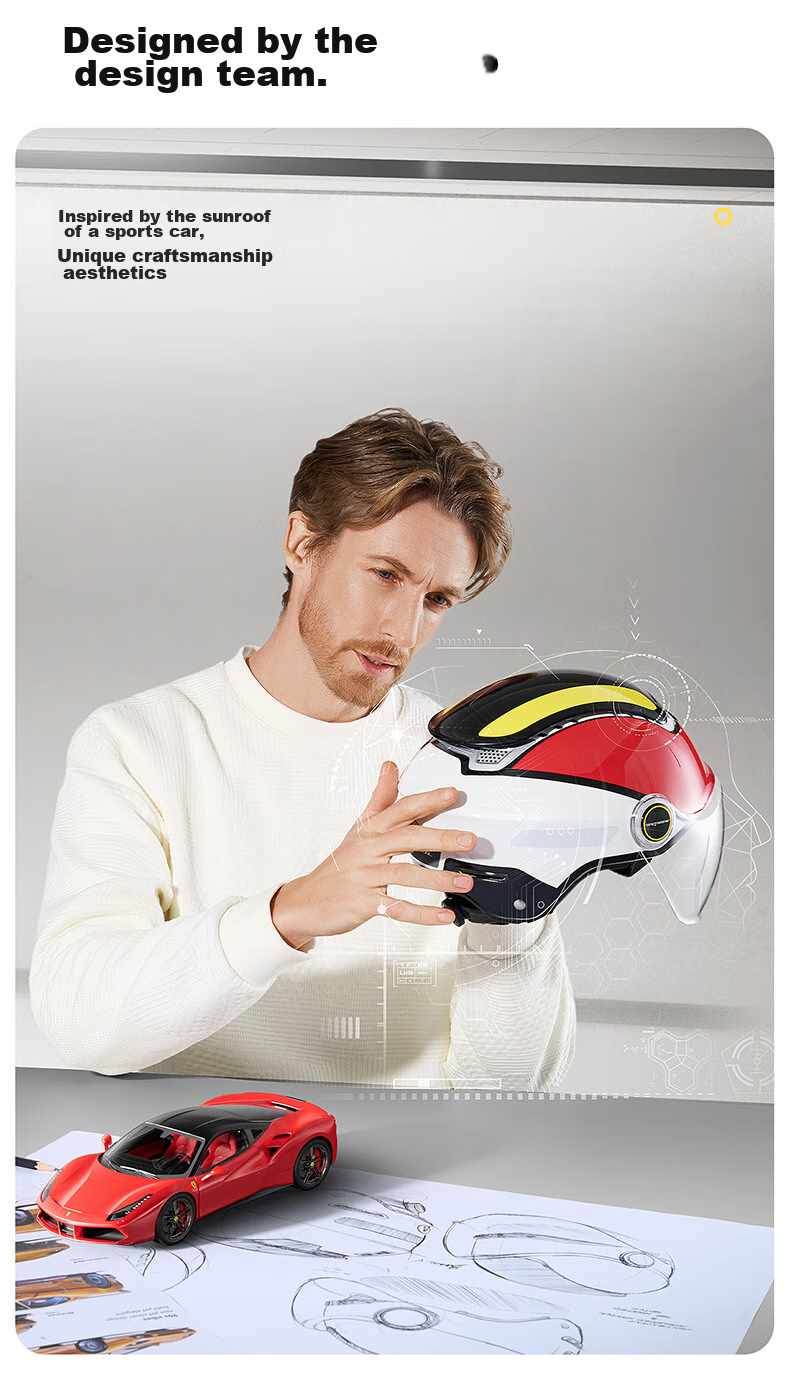 Two Little Bees 3C Certified Electric Vehicle Helmet Motorcycle Four-Season Universal Half Helmet Sun Protection Anti-Fog Dual Lens Zero-Pressure Skylight Unisex Electric Bike Helmet TK47 Zero-Pressur 61