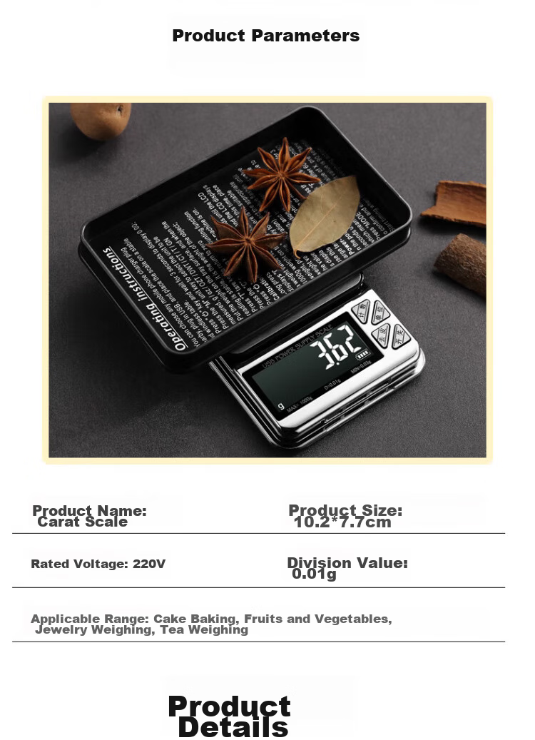 Demin High-Precision Electronic Scale, 0.01g, Compact Accurate Gram Scale, Portable, for Tea Leaves, Home Use, Gold And Jewelry Weighing Scale 9