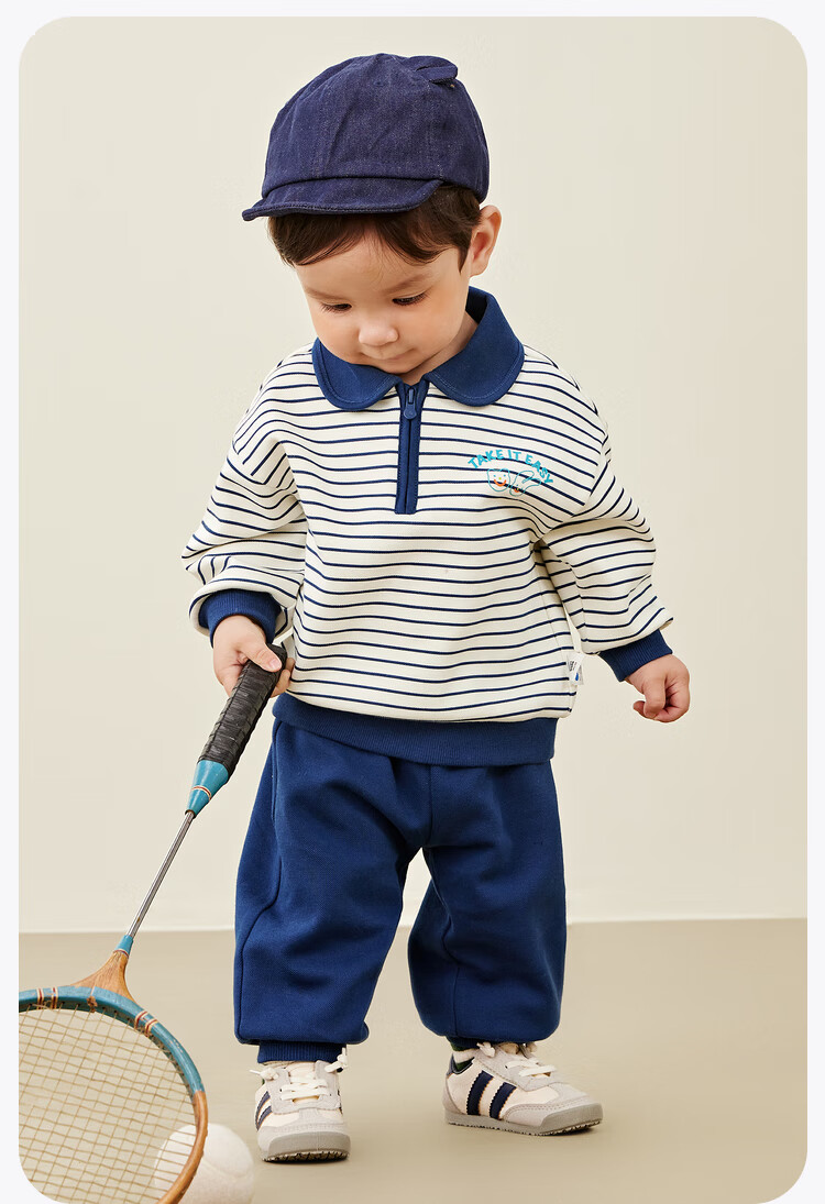 Minibala Long-Sleeve Set for Boys And Girls, Children's Sporty Preppy Style Sweatshirt And Pants Two-Piece Spring Outfit [Artist Collaboration] 16