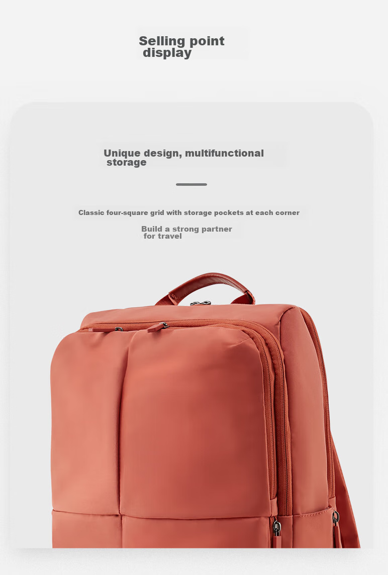 Echolac Couple's Laptop Backpack, Fashionable Trendy Backpack, Travel Simple Casual Women's Schoolbag, Orange, 16 Inches, CKP602 6