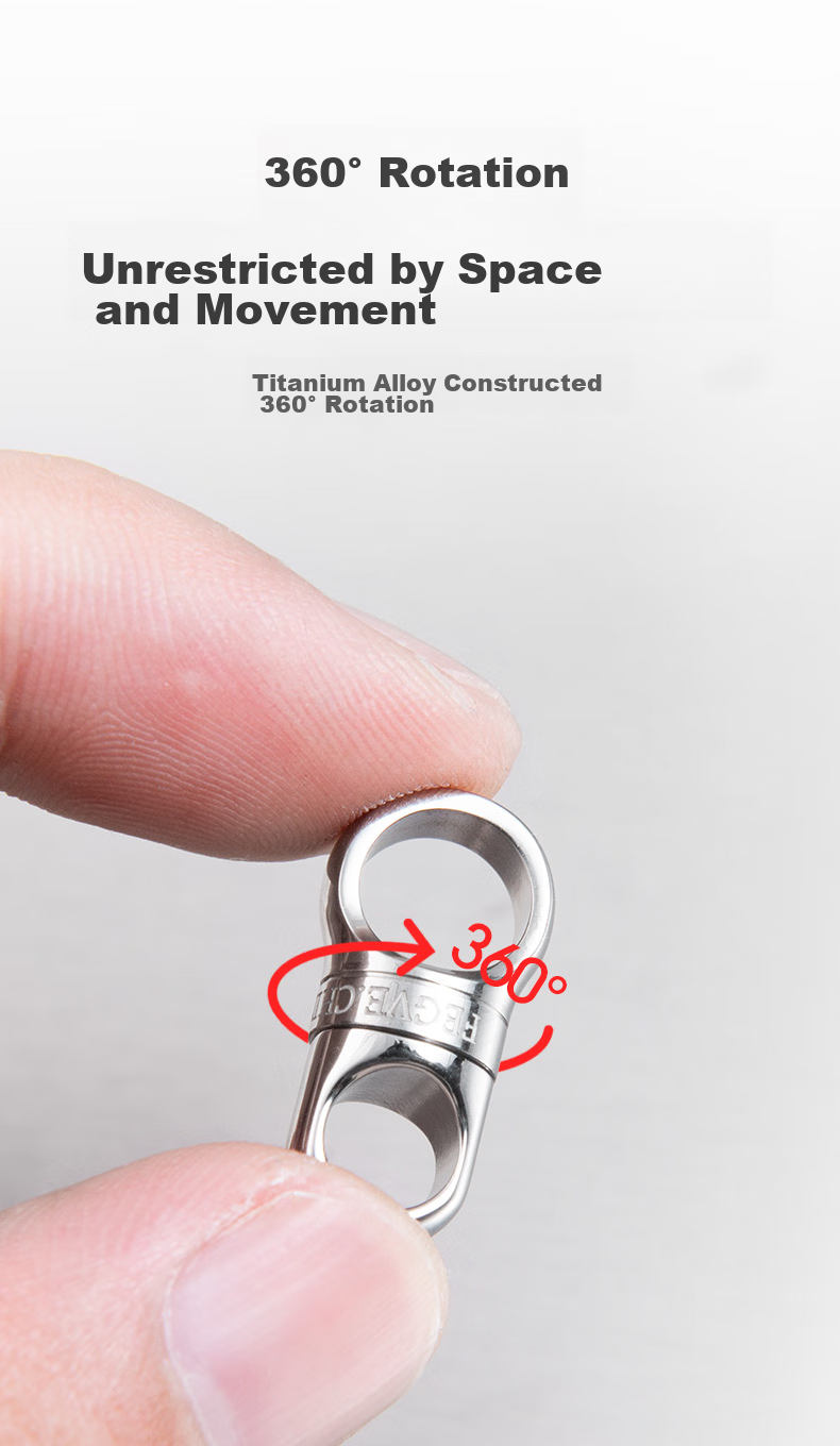 YORA Titanium Alloy Universal Joint Car Keychain Connector, Car Key Chain, Key Ring, 360-Degree Rotating Connector 3