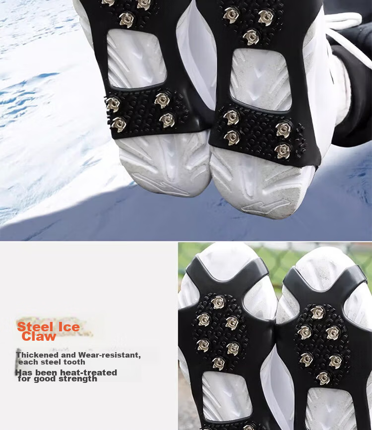 Dipuer Ice Claw Non-Slip Shoe Covers with 10 Teeth, Snow Anti-Slip Cleats, Snow Covers with Cleats, Outdoor Ice Grip Foot Covers, Size 40-45 10