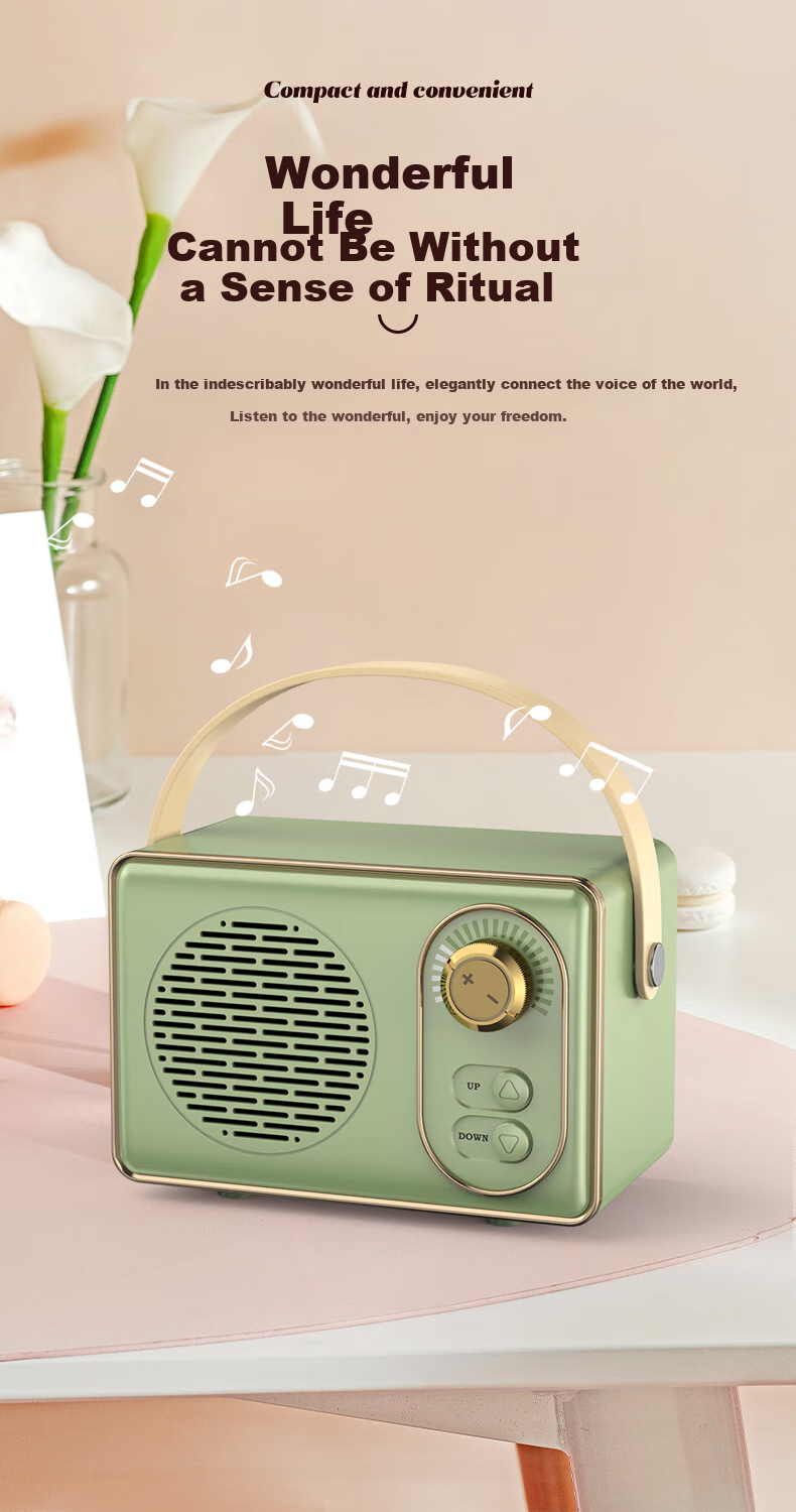 Weizhi Wireless Portable Bluetooth Speaker, Cute Retro Mini Sound System for Home Use, Metal Subwoofer DZ-004 White 8