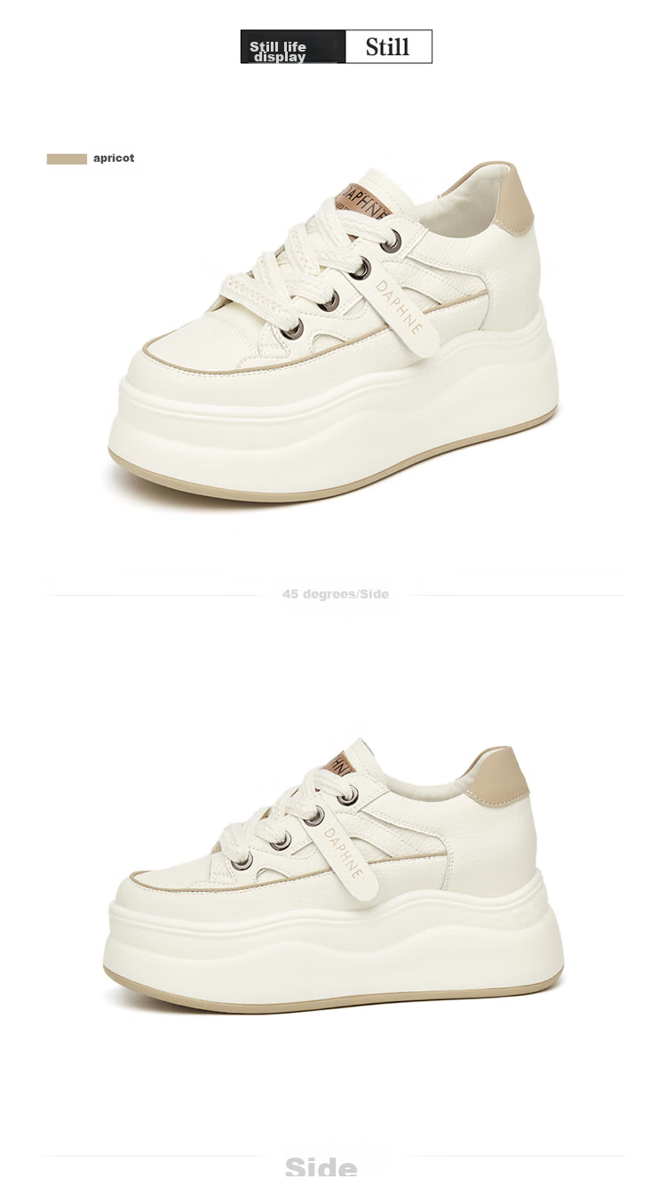 DAPHNE Women's White Sneakers, Versatile Breathable Sports Shoes, Thick-Soled Heightening Casual Trendy Skateboard Shoes for Women, Black, Size 40 16