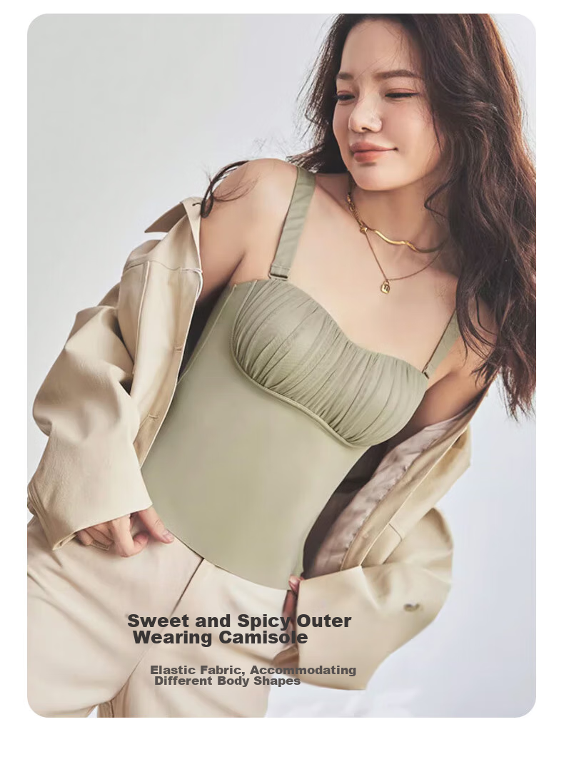 MiiOW Women's Spaghetti Strap Tank Top Summer [Ice Silk Cool Feel with Chest Pads Inner Wear] Beautiful Back Design Can Be Worn As Outerwear Undershirt to Conceal Side Boob 11