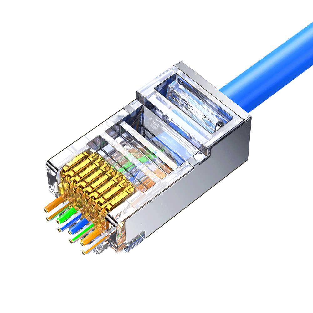 BIAZE Cat.6A Metal Shielded RJ45 Network Connector, Punch-Down Type, 3U Engineering Grade, 100 Pieces Per Pack