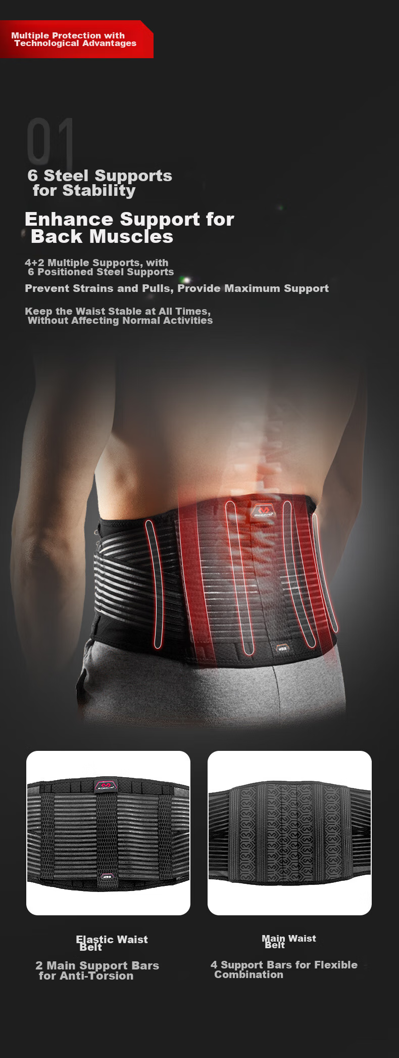 McDavid Lightweight Breathable High Support Back Brace Fitness Squat Lumbar Disc Protection Basketball Badminton Protective Gear 493 Size L 5