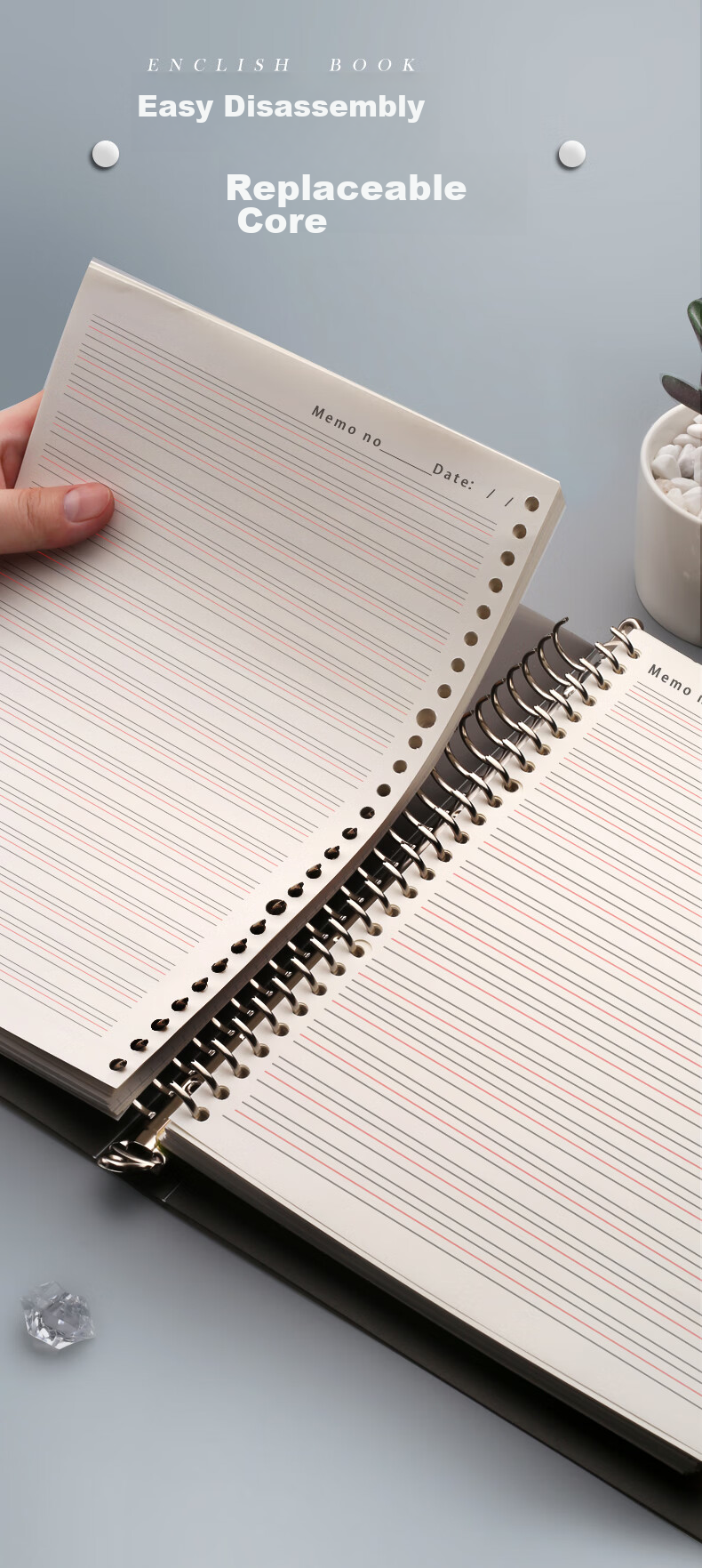 Jinzhi B5/120 Sheets English Loose-Leaf Notebook, Comfortable to Hold, Detachable English Error Correction Book, Thick Loose-Leaf Paper, Essential Supplies for Primary, Middle And High School Students, College And Graduate School Entrance Exams, Back-To Seaso 5