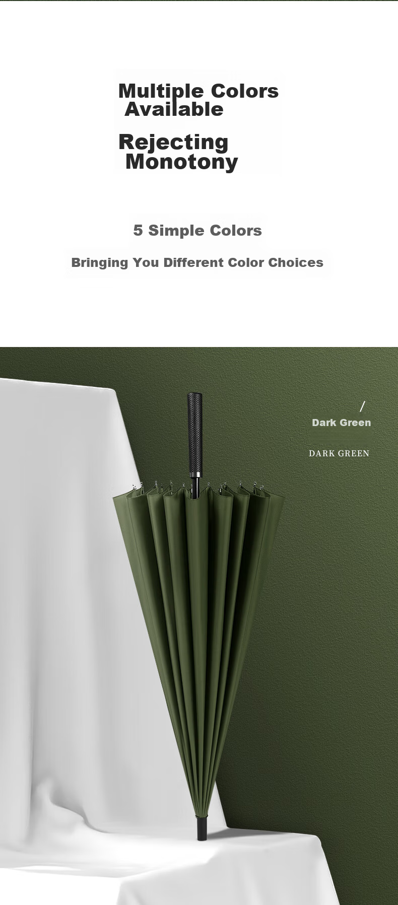 MAYDU Umbrella, Long Handle, Large Size, 24 Ribs, Reinforced And Thickened, Double-Person Umbrella, M5003, Smog Blue 11
