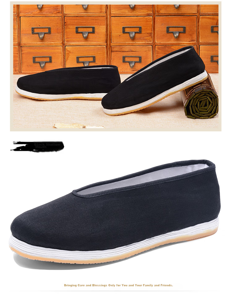 BUS HEYUAN Traditional Thousand-Layer Slip-On Odor-Resistant Old Beijing Cloth Shoes Casual Middle-Aged And Elderly Men's Shoes with Cowhide Sole YW3PT Size 40 13
