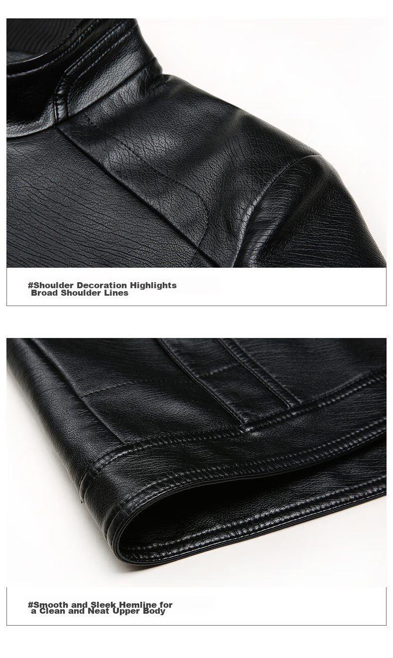 Hengyuanxiang Men's Leather Jacket, 2024 Autumn And Winter Men's Outerwear, Fleece-Lined Thick Casual Lapel Jacket for Middle-Aged And Elderly Me 20