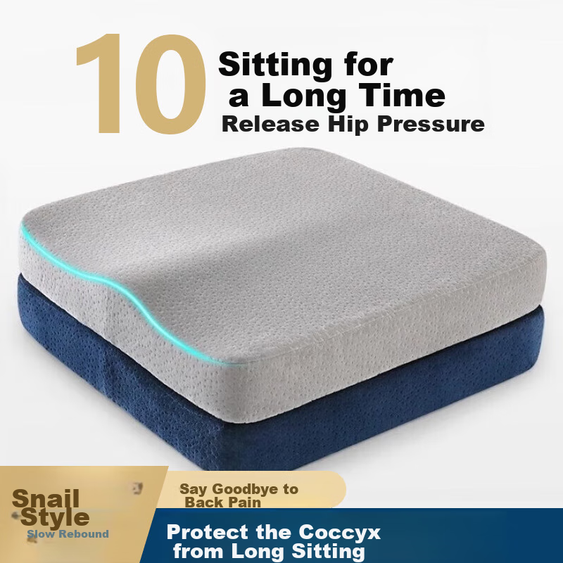 Ali Ergonomic Memory Foam Office Seat Cushion, Hemorrhoid Pad, Chair Pad, Long-Sitting Aid, Student Butt Pad, Gray