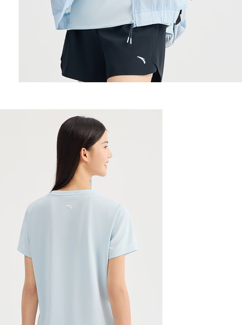 Anta Quick-Dry Sports Set | Women's Summer New Breathable Short Sleeve and Shorts Badminton Two-Piece Set with Anti-Exposure Design 13