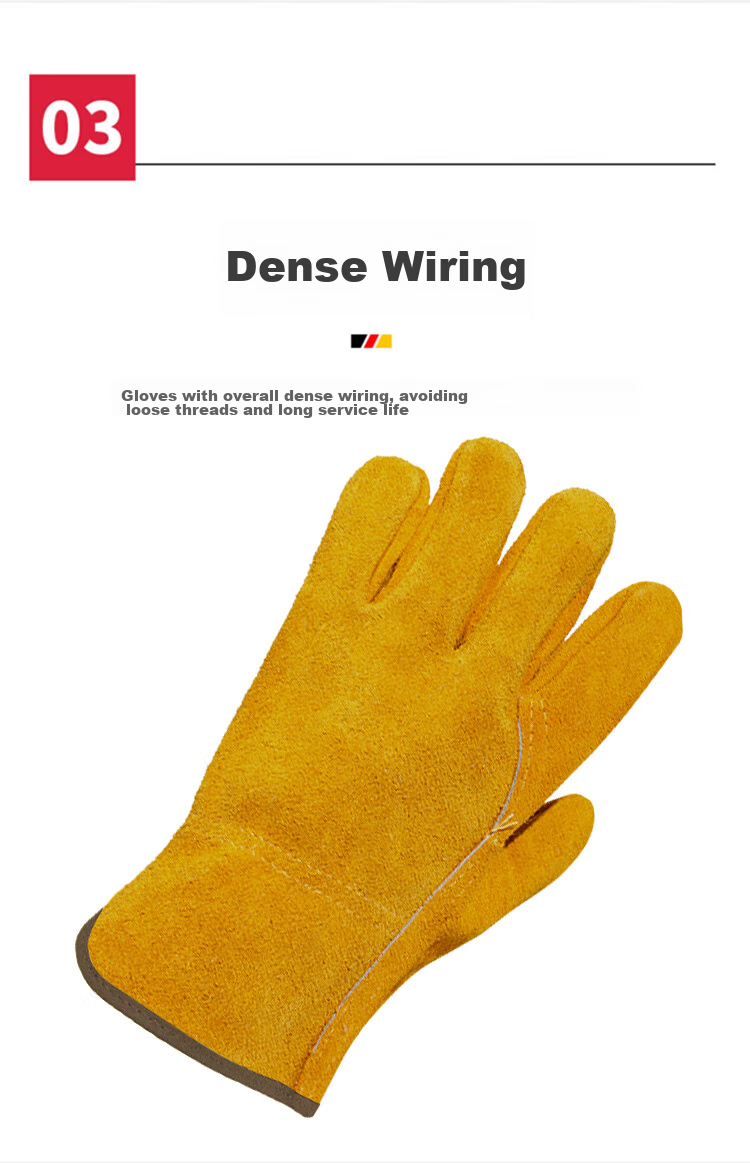 Maozheng Leather Welding Gloves, Welding Heat-Resistant Anti-Scalding Wear-Resistant Work Gloves, Short Yellow, 1 Pair 8